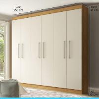 Guarda Roupa Grande De Casal 6 Portas 3 Gavetas Menu Móveis Carvalho - 2