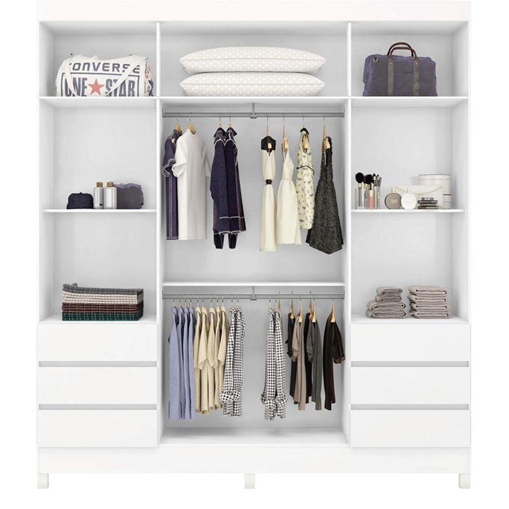 Guarda Roupa Casal Mônaco Ambiente 4 Portas Com Espelho Branco Brilho - Demobile - 2