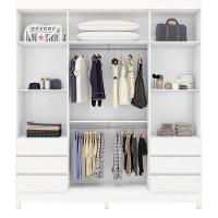 Guarda Roupa Casal Roma Ambiente 4 Portas Com Espelho Branco Brilho - Demobile - 2