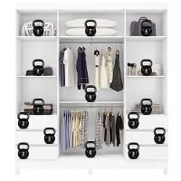 Guarda Roupa Casal Roma Ambiente 4 Portas Com Espelho Branco Brilho - Demobile - 3