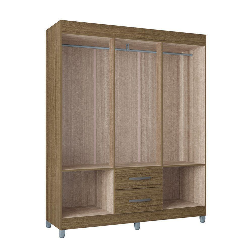 Guarda Roupa Casal Com 6 Portas E 2 Gavetas Atenas Poquema Castanho - 4