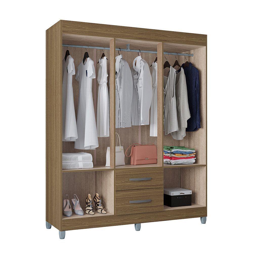 Guarda Roupa Casal Com 6 Portas E 2 Gavetas Atenas Poquema Castanho - 5