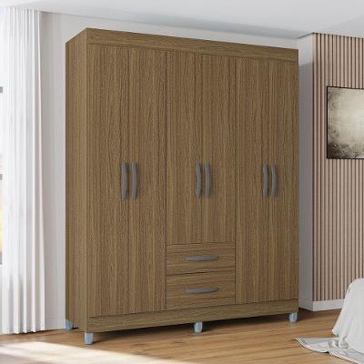 Guarda Roupa Casal Com 6 Portas E 2 Gavetas Atenas Poquema Castanho