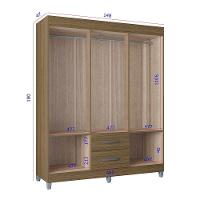 Guarda Roupa Casal Com 6 Portas E 2 Gavetas Atenas Poquema Castanho - 3