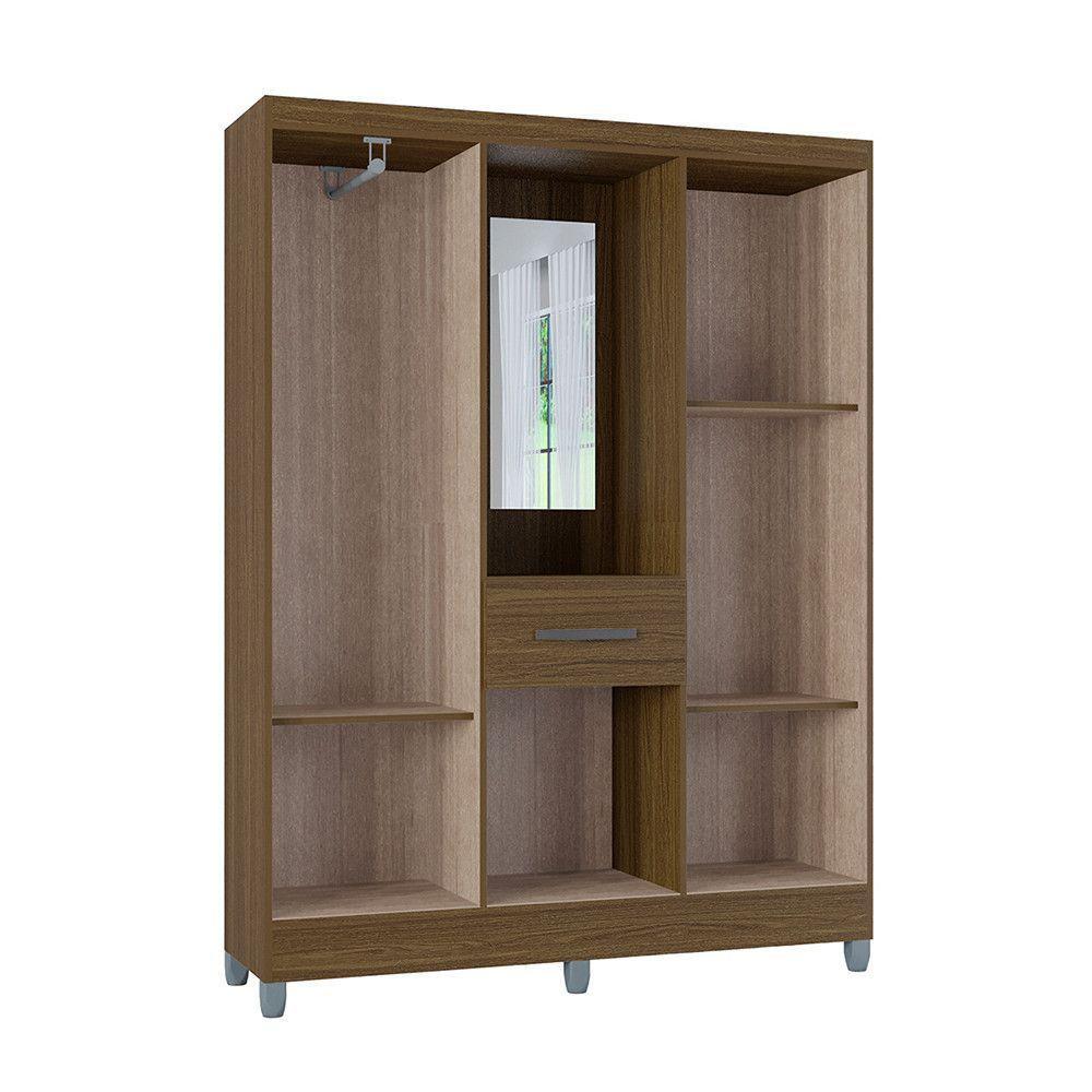 Guarda Roupa Casal Com 5 Portas 1 Gaveta Atlas Poquema Castanho - 4