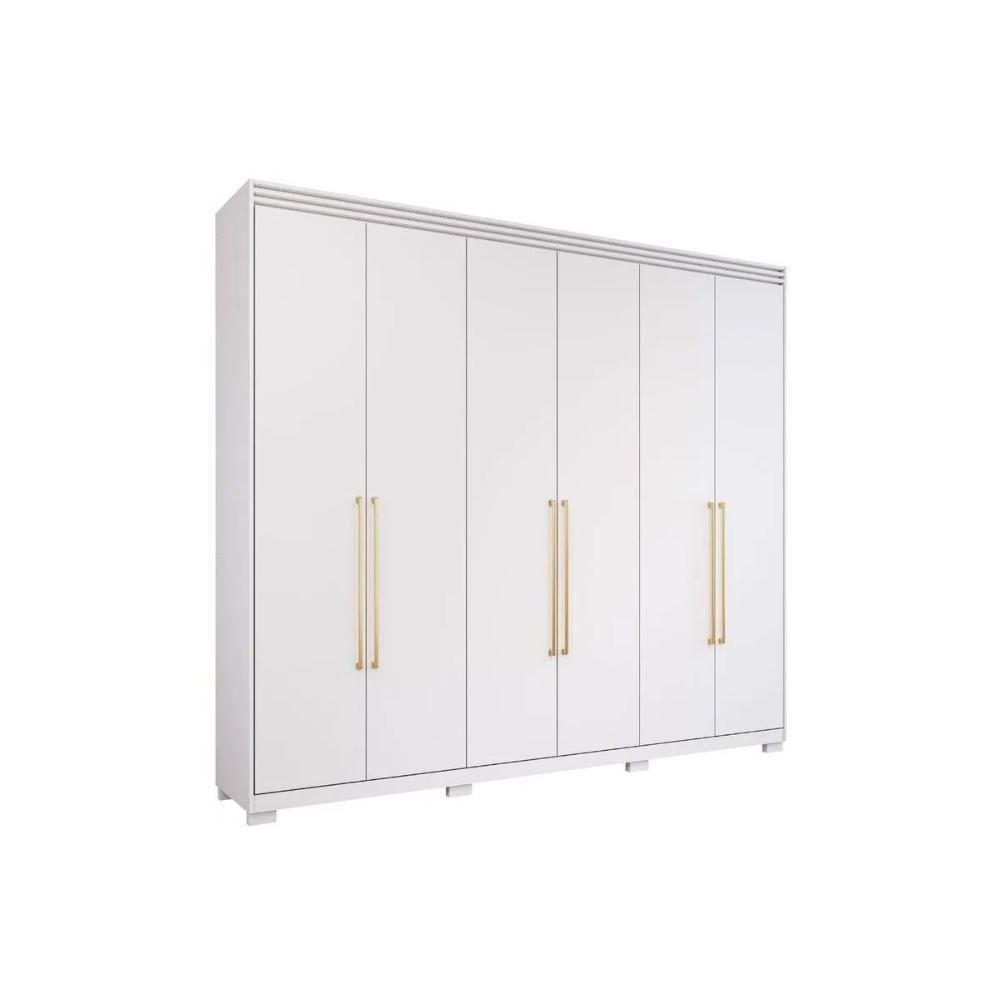 Guarda Roupa Casal 6 Portas E 5 Gavetas C- 1 Espelho Interno Aurora Branco - Panan - 1