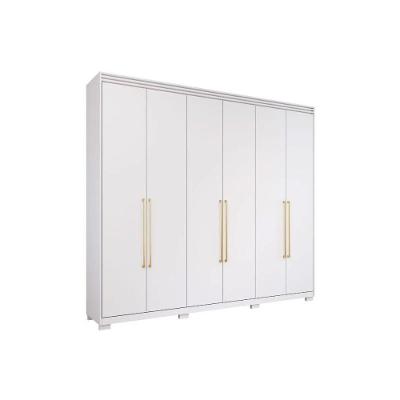 Guarda Roupa Casal 6 Portas E 5 Gavetas C- 1 Espelho Interno Aurora Branco - Panan