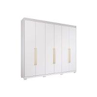 Guarda Roupa Casal 6 Portas E 5 Gavetas C- 1 Espelho Interno Aurora Branco - Panan - 1
