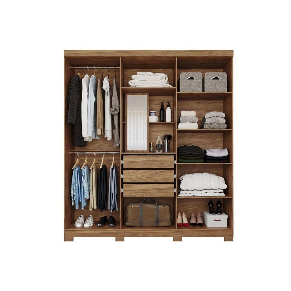 Guarda Roupa Casal 6 Portas E 3 Gavetas C- Espelho Interno Clara Cinamomo-off White - Panan - 2