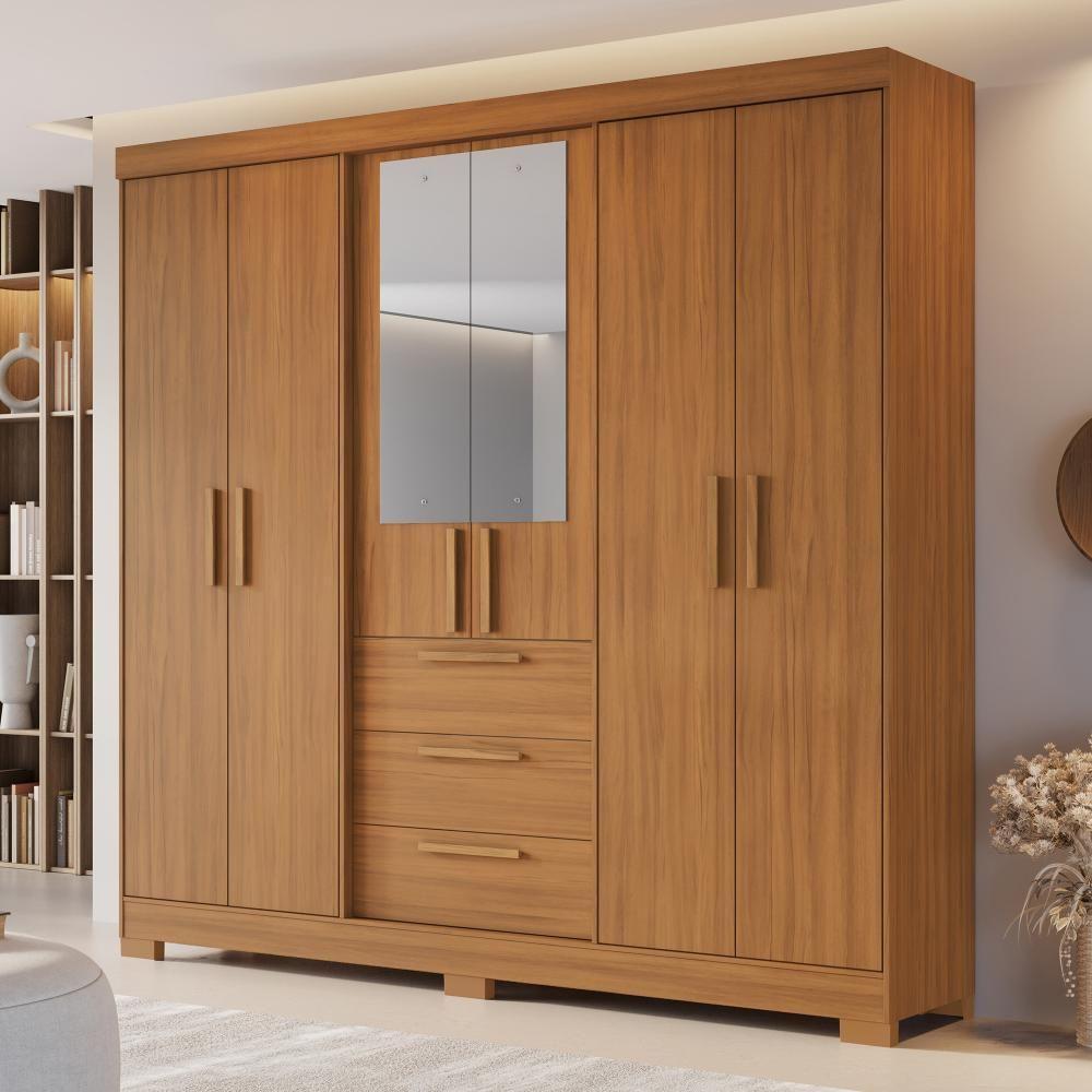 Guarda Roupa Casal 6 Portas Com Espelho 100% Mdf Nt6030 Freijó Notável Móveis Freijó - 1