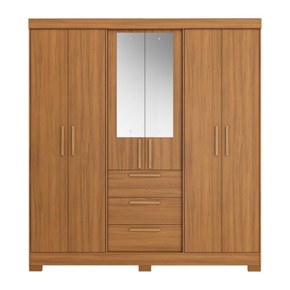 Guarda Roupa Casal 6 Portas Com Espelho 100% Mdf Nt6030 Freijó Notável Móveis Freijó - 4
