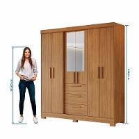 Guarda Roupa Casal 6 Portas Com Espelho 100% Mdf Nt6030 Freijó Notável Móveis Freijó - 3