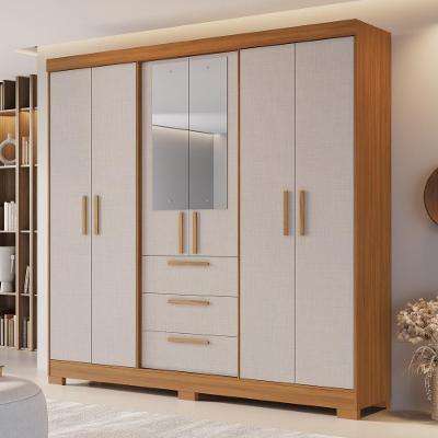 Guarda Roupa Casal 6 Portas Com Espelho 100% Mdf Nt6030 Freijó/off White Notável Móveis Freijó/off White
