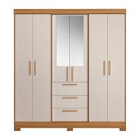 Guarda Roupa Casal 6 Portas Com Espelho 100% Mdf Nt6030 Freijó/off White Notável Móveis Freijó/off White