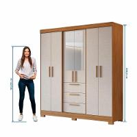 Guarda Roupa Casal 6 Portas Com Espelho 100% Mdf Nt6030 Freijó/off White Notável Móveis Freijó/off White - 6