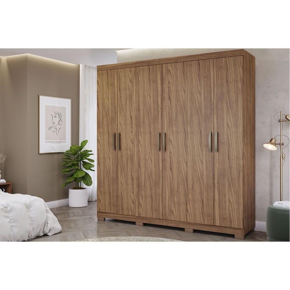 Guarda Roupa Casal 6 Portas E 3 Gavetas C- Espelho Interno Clara Cinamomo - Panan - 1