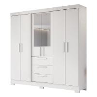 Guarda Roupa Casal 6 Portas Com Espelho 100% Mdf Nt6030 Branco Notável Móveis Branco - 2