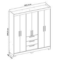 Guarda Roupa Casal 6 Portas Com Espelho 100% Mdf Nt6030 Branco Notável Móveis Branco - 5