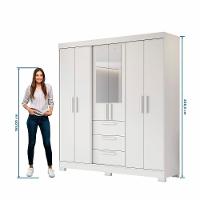 Guarda Roupa Casal 6 Portas Com Espelho 100% Mdf Nt6030 Branco Notável Móveis Branco - 6
