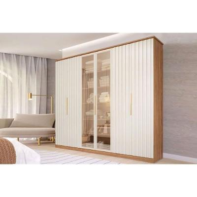 Guarda Roupa Casal 6 Portas (2 C- Vidro Reflecta) E 6 Gavetas La Belle Cinamomo-off White - Panan