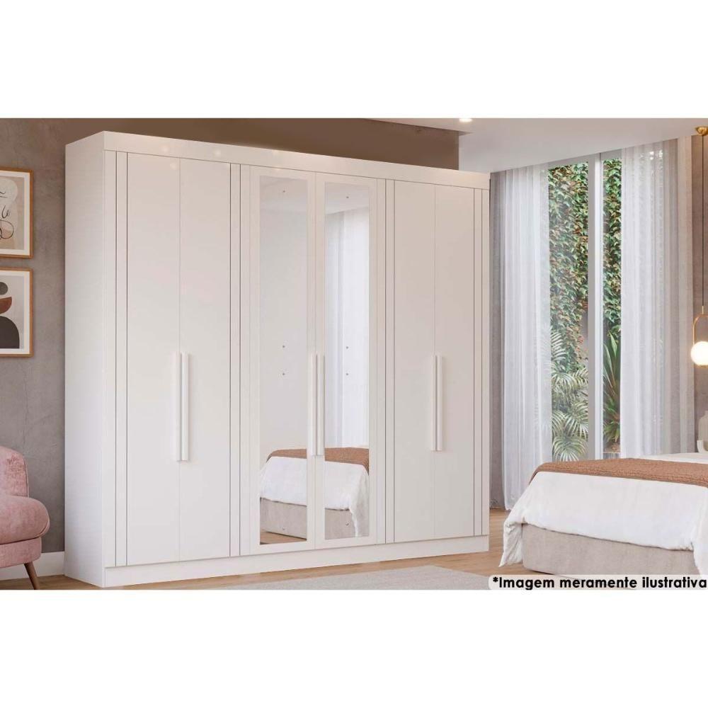 Guarda Roupa Casal 6 Portas (2 C- Espelho) E 6 Gavetas Cecilia Branco - Panan - 1