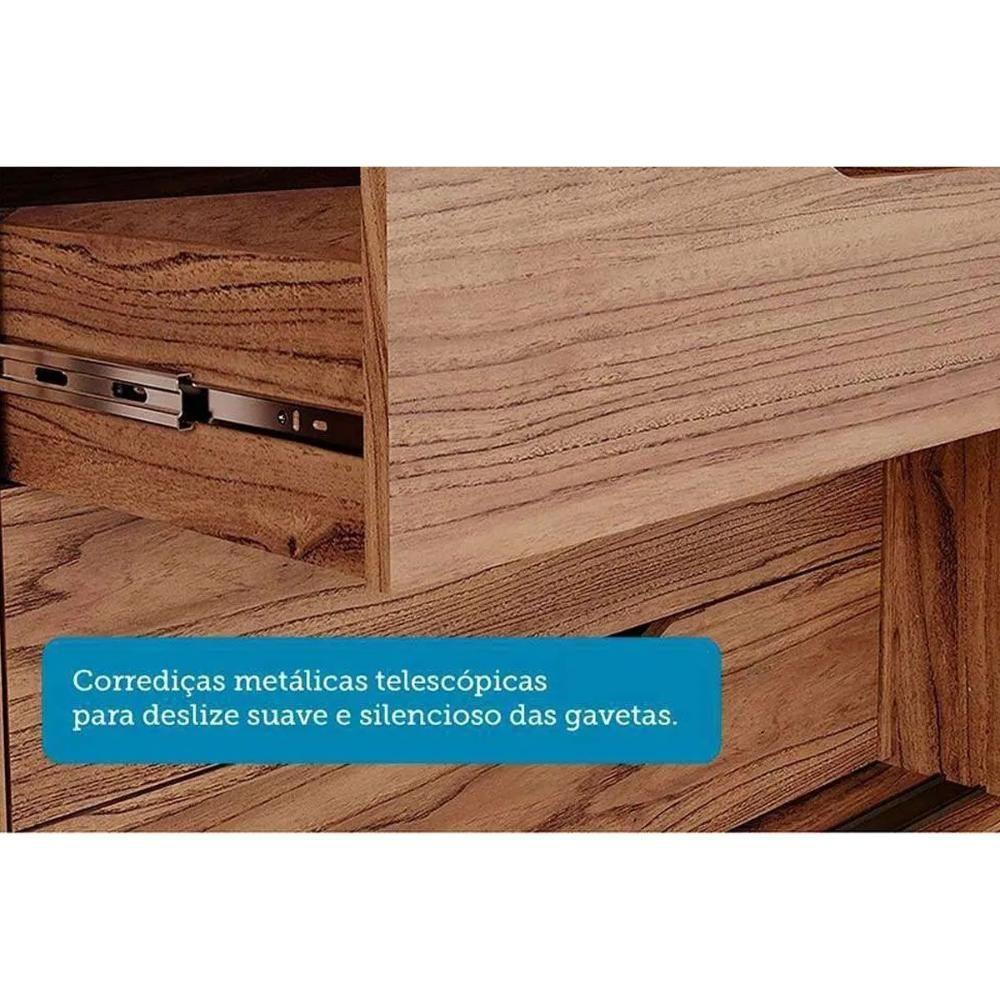 Guarda Roupa Casal 3 Portas De Correr (1 C- Espelho) E 6 Gavetas Cecilia Cinamomo - Panan - 3