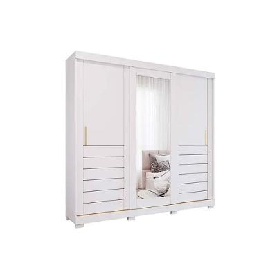 Guarda Roupa Casal 3 Portas De Correr (1 C- Espelho) E 6 Gavetas C- Pés Cecilia Branco - Panan