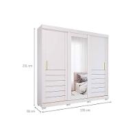Guarda Roupa Casal 3 Portas De Correr (1 C- Espelho) E 6 Gavetas C- Pés Cecilia Branco - Panan - 3