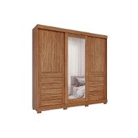 Guarda Roupa Casal 3 Portas De Correr (1 C- Espelho) E 6 Gavetas C- Pés Cecilia Cinamomo - Panan - 1