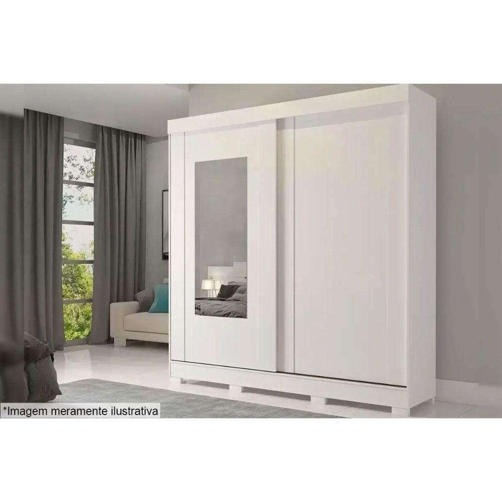 Guarda Roupa Casal 2 Portas De Correr (1 C- Espelho) E 8 Gavetas Ilheus Cinamomo-off White - Panan - 4