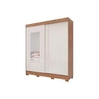 Guarda Roupa Casal 2 Portas De Correr (1 C- Espelho) E 8 Gavetas Ilheus Cinamomo-off White - Panan - 1