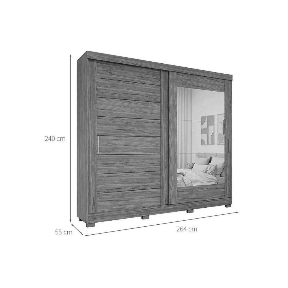 Guarda Roupa Casal 2 Portas De Correr (1 C- Espelho) E 8 Gavetas C- Pés Florença Cinamomo-off White - Panan - 4