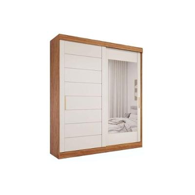 Guarda Roupa Casal 2 Portas De Correr (1 C- Espelho) E 3 Gavetas Flora Cinamomo-off White - Panan