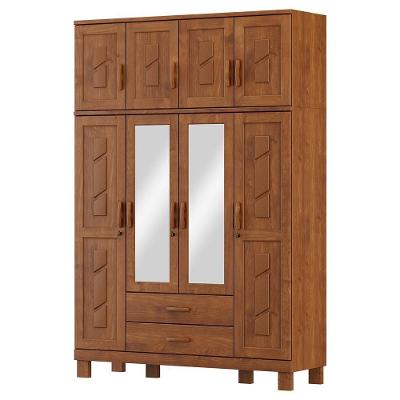 Guarda Roupa 8p 2g Espelho Com Aplique 150 Cm 1275 Castanho Milani Store Castanho