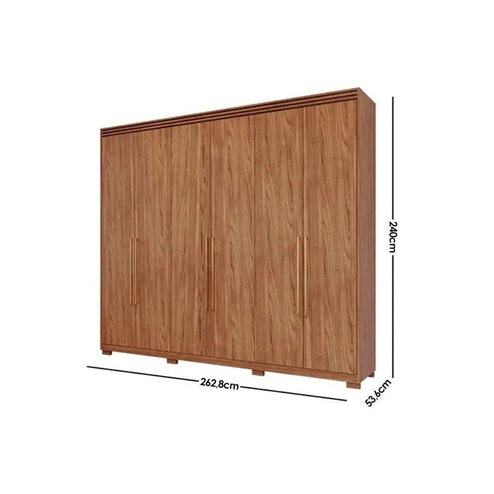 Guarda Roupa 6 Portas E 5 Gavetas C- 1 Espelho Interno Aurora Cinamomo - Panan - 6