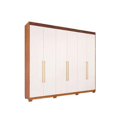 Guarda Roupa 6 Portas E 5 Gavetas C- 1 Espelho Interno E Pés Aurora Cinamomo-grafiato - Panan