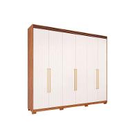 Guarda Roupa 6 Portas E 5 Gavetas C- 1 Espelho Interno E Pés Aurora Cinamomo-grafiato - Panan - 1