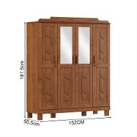 Guarda Roupa 4 Portas Espelho Com Aplique 152 Cm 1272 Castanho Milani Store Castanho - 2