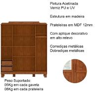 Guarda Roupa 4 Portas Espelho Com Aplique 152 Cm 1272 Castanho Milani Store Castanho - 3