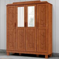 Guarda Roupa 4 Portas Espelho Com Aplique 152 Cm 1272 Castanho Milani Store Castanho - 6