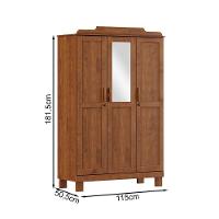 Guarda Roupa 3p Espelho 115 Cm 1281 Castanho Milani Store Castanho - 3
