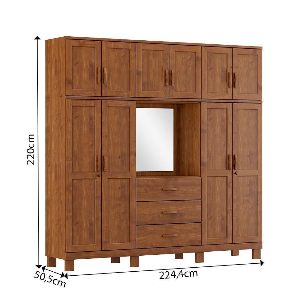 Guarda Roupa 10p 3g Capela Espelho 225 Cm 1288 Castanho Milani Store Castanho - 2