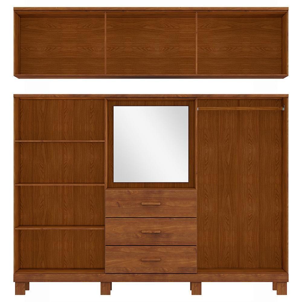 Guarda Roupa 10p 3g Capela Espelho 225 Cm 1288 Castanho Milani Store Castanho - 4