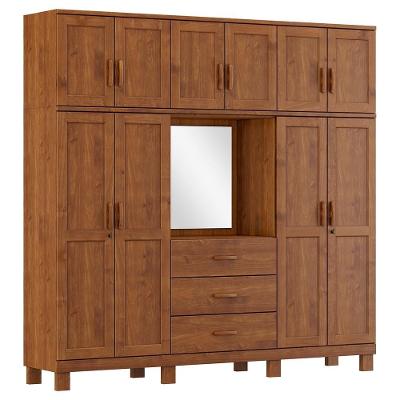 Guarda Roupa 10p 3g Capela Espelho 225 Cm 1288 Castanho Milani Store Castanho
