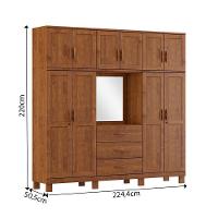 Guarda Roupa 10p 3g Capela Espelho 225 Cm 1288 Castanho Milani Store Castanho - 2