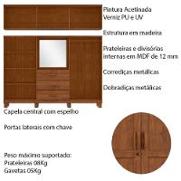 Guarda Roupa 10p 3g Capela Espelho 225 Cm 1288 Castanho Milani Store Castanho - 3