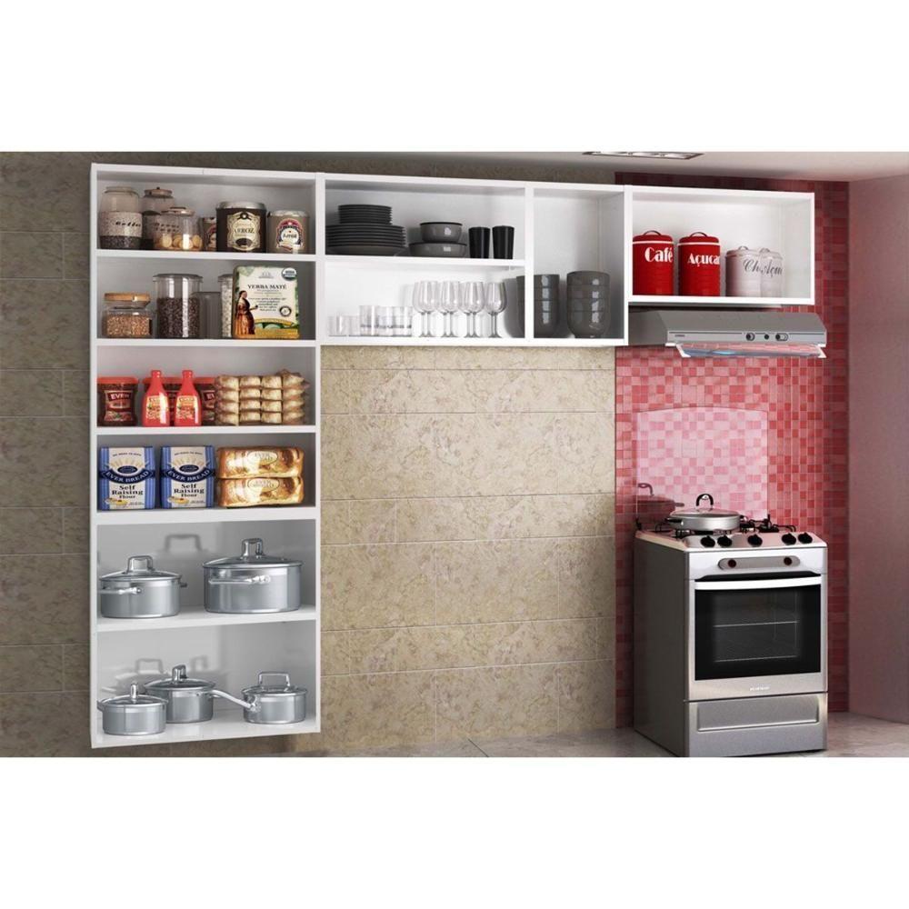 Kit De Cozinha Compacta Topazio C- 11 Portas ( 3 C- Vidro ) Preto - Telasul - 3