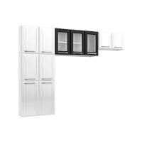 Kit De Cozinha Compacta Topazio C- 11 Portas ( 3 C- Vidro ) Preto - Telasul - 1