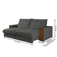 Sofá Retrátil Berlim 2,30m 4 Lugares Molas Ensacadas Txr Cinza - 3