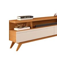 Rack Para Tv 75 Pol Com 3 Gavetas E Nichos Pés Em Madeira - 2